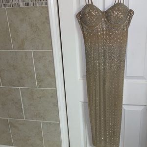 Large sparkly tan dress. Only worn ONCE!!